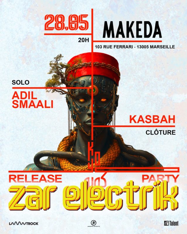 [RELEASE PARTY] 💛 Le 28 mai c'est la release party de @zarelectrik au @lemakeda13 à Marseille ! 🌞

On célèbre leur nouvel album 𝑲𝒐𝒚𝒐 avec @adilsmaali en solo pour ouvrir la soirée, Zar Electrik & @kasbahofficiel qui clôturera la soirée ! 😎

Infos & réservation 👉 lien en bio

Tu viens ? 🚀

#JarringEffects #ZarElectrik #AdilSmaali #Kasbah #Release #ReleaseParty #Album #Marseille #LeMakeda #Koyo #WorldMusic #Electro
